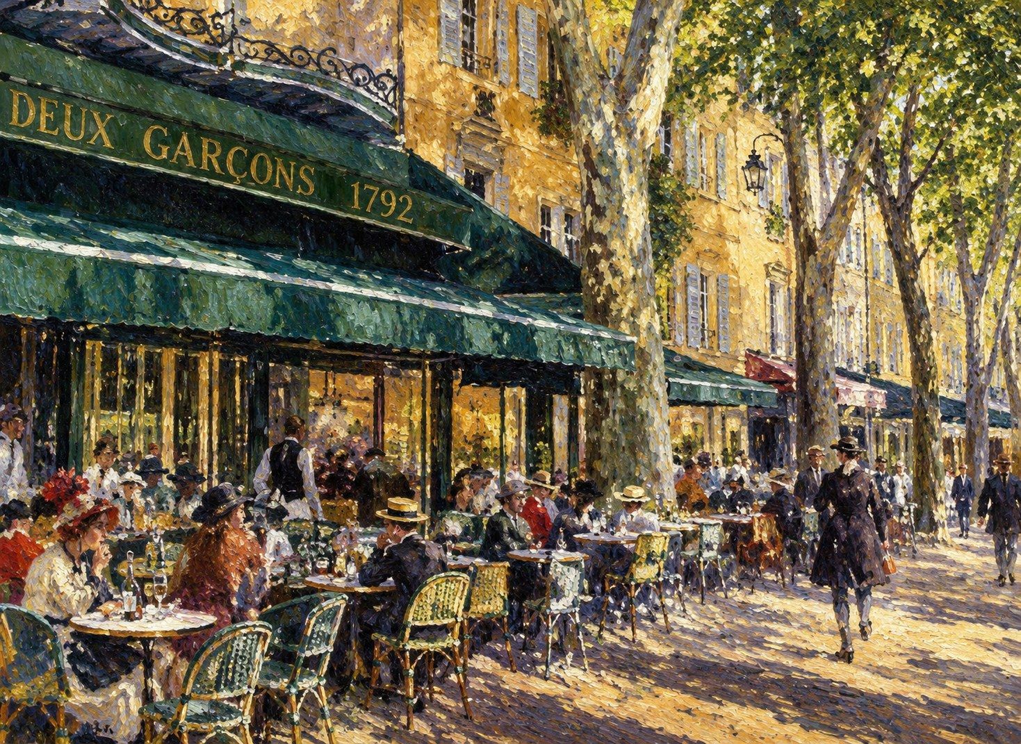 La terrasse des Deux Garçons sur le cours Mirabeau, en peinture